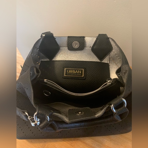 Urban Expressions Black & Silver Crossbody or Handbag - Picture 2 of 3